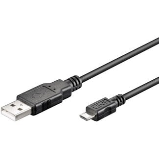 Transmedia USB Micro B naar USB-A kabel - USB2.0 - tot 1A / zwart - 0,15 meter