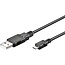 USB Micro B naar USB-A kabel - USB2.0 - tot 1A / zwart - 0,30 meter