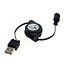 USB Micro B naar USB-A uittrekbare kabel - USB2.0 - tot 1A / zwart - 0,80 meter