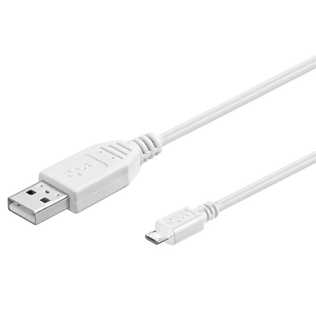USB Micro B naar USB-A kabel - USB2.0 - tot 1A / wit - 0,15 meter