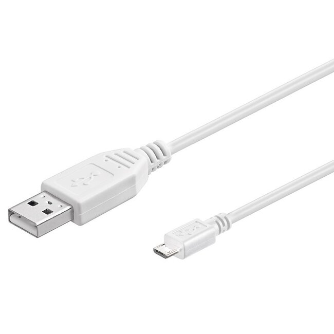 USB Micro B naar USB-A kabel - USB2.0 - tot 1A / wit - 1,8 meter