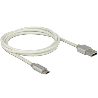 DeLOCK Premium USB Micro B naar USB-A snellaadkabel - USB2.0 - tot 3A / wit - 1 meter