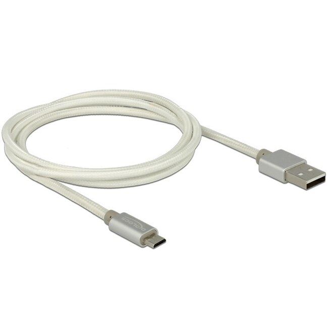 Premium USB Micro B naar USB-A snellaadkabel - USB2.0 - tot 3A / wit - 1 meter