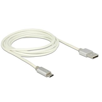 DeLOCK Premium USB Micro B naar USB-A snellaadkabel - USB2.0 - tot 3A / wit - 2 meter