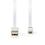 Nedis USB Micro B naar USB-A platte kabel - USB2.0 - tot 3A / wit - 1 meter