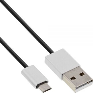 InLine InLine USB Micro B naar USB-A kabel - USB2.0 - tot 2A / zwart - 2 meter