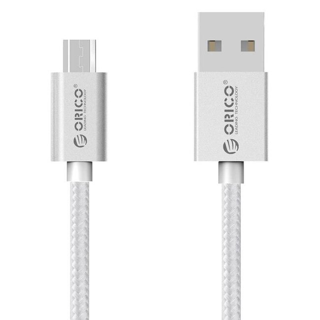 Orico USB Micro B naar USB-A kabel - USB2.0 - tot 2A / zilver - 1 meter