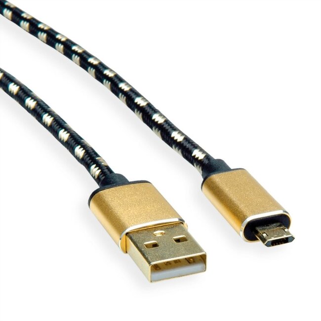Roline Easy-USB Micro B naar USB-A snellaadkabel - USB2.0 - tot 3A - 0,80 meter