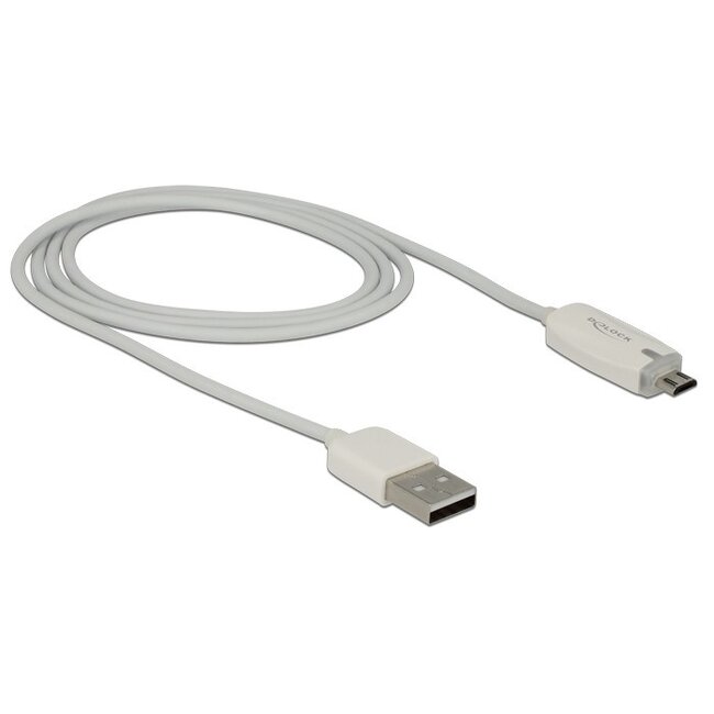 USB Micro B naar USB-A kabel met laadindicator - USB2.0 - tot 1A / wit - 1 meter
