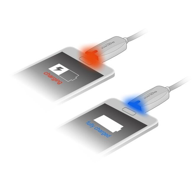 USB Micro B naar USB-A kabel met laadindicator - USB2.0 - tot 1A / wit - 1 meter