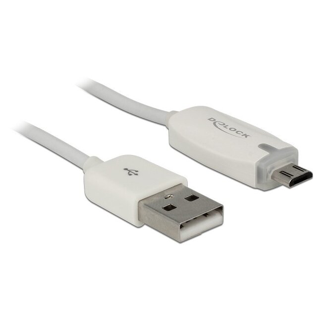 USB Micro B naar USB-A kabel met laadindicator - USB2.0 - tot 1A / wit - 1 meter