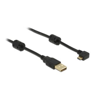 DeLOCK USB Micro B haaks naar USB-A kabel - USB2.0 - tot 1A / zwart - 1 meter