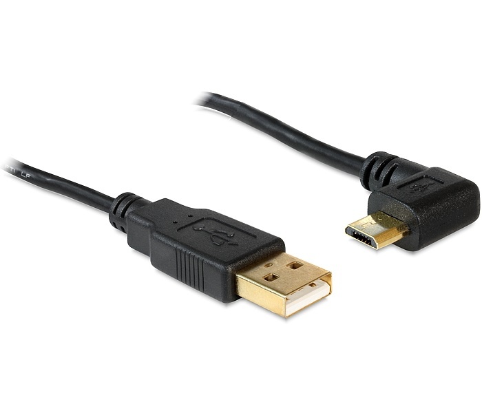 USB Micro B haaks naar USB-A kabel - USB2.0 - tot 2A / zwart - 1 meter