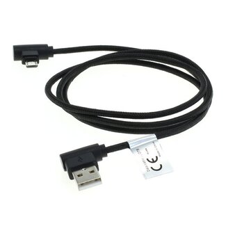 OTB USB Micro B haaks naar USB-A haaks kabel - USB2.0 - tot 1A / zwart - 1 meter