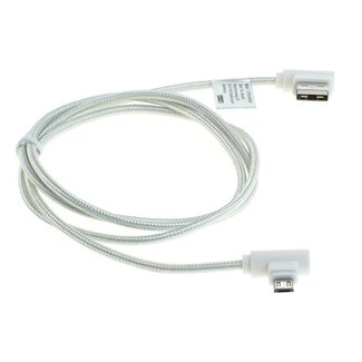 OTB USB Micro B haaks naar USB-A haaks kabel - USB2.0 - tot 1A / wit - 1 meter