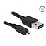Micro USB naar Easy-USB-A kabel - USB2.0 - tot 2A / zwart - 1 meter