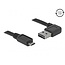 Micro USB naar Easy-USB-A haaks (links/rechts) kabel - USB2.0 - tot 2A / zwart - 1 meter