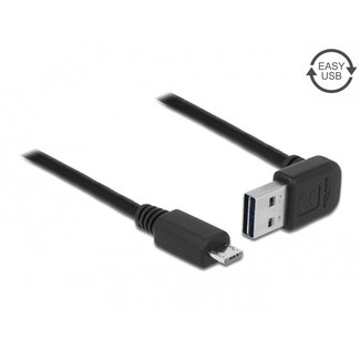 DeLOCK Micro USB naar Easy-USB-A haaks (boven/beneden) kabel - USB2.0 - tot 2A / zwart - 0,50 meter