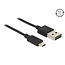 Easy-Micro USB naar Easy-USB-A kabel - USB2.0 - tot 2A / zwart - 0,50 meter