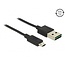 Easy-Micro USB naar Easy-USB-A kabel - USB2.0 - tot 2A / zwart - 1 meter