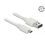 Easy-Micro USB naar Easy-USB-A kabel - USB2.0 - tot 2A / wit - 0,20 meter