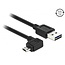 Easy-Micro USB haaks (links/rechts) naar Easy-USB-A kabel - USB2.0 - tot 2A / zwart - 0,50 meter