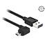 Easy-Micro USB haaks (links/rechts) naar Easy-USB-A kabel - USB2.0 - tot 2A / zwart - 2 meter