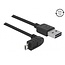 Easy-Micro USB haaks (boven/beneden) naar Easy-USB-A kabel - USB2.0 - tot 2A / zwart - 3 meter