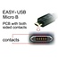 Easy-Micro USB naar Easy-USB-A haaks (links/rechts) kabel - USB2.0 - tot 2A / zwart - 0,50 meter