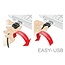 Easy-Micro USB naar Easy-USB-A haaks (links/rechts) kabel - USB2.0 - tot 2A / zwart - 2 meter