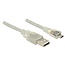 USB Micro B naar USB-A kabel - USB2.0 - tot 2A / transparant - 1 meter