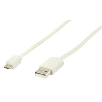 Nedis USB Micro B naar USB-A platte kabel - USB2.0 - tot 1A / wit - 1 meter