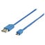 USB Micro B naar USB-A platte kabel - USB2.0 - tot 1A / blauw - 1 meter