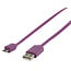 USB Micro B naar USB-A platte kabel - USB2.0 - tot 1A / paars - 1 meter