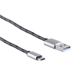 S-Impuls USB Micro B naar USB-A kabel - USB2.0 - tot 2A / bruin nylon - 0,30 meter