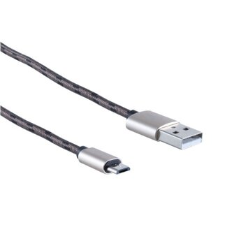 S-Impuls USB Micro B naar USB-A kabel - USB2.0 - tot 2A / bruin nylon - 0,90 meter