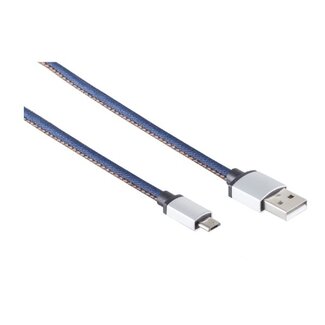 S-Impuls USB Micro B naar USB-A kabel - USB2.0 - tot 2A / blauw jeans - 1 meter