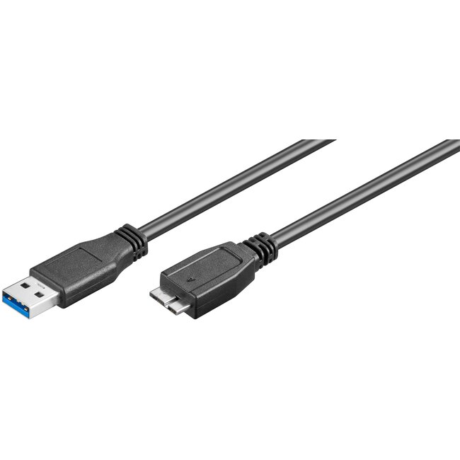USB Micro naar USB-A kabel - USB3.0 - tot 0,9A / zwart - 1 meter