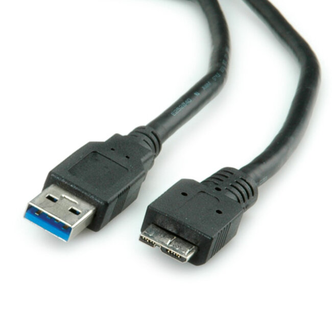 USB Micro naar USB-A kabel - USB3.0 - tot 2A / zwart - 0,15 meter