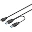 USB Micro B naar 2x USB-A Y-kabel - USB3.0 - tot 0,9A / zwart - 0,20 meter