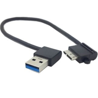 Dolphix USB Micro B haaks naar haakse USB-A kabel - USB3.0 - tot 2A / zwart - 0,25 meter