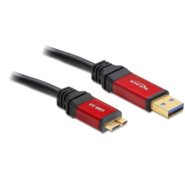 DeLOCK USB Micro naar USB-A kabel - USB3.0 - tot 2A / zwart - 3 meter