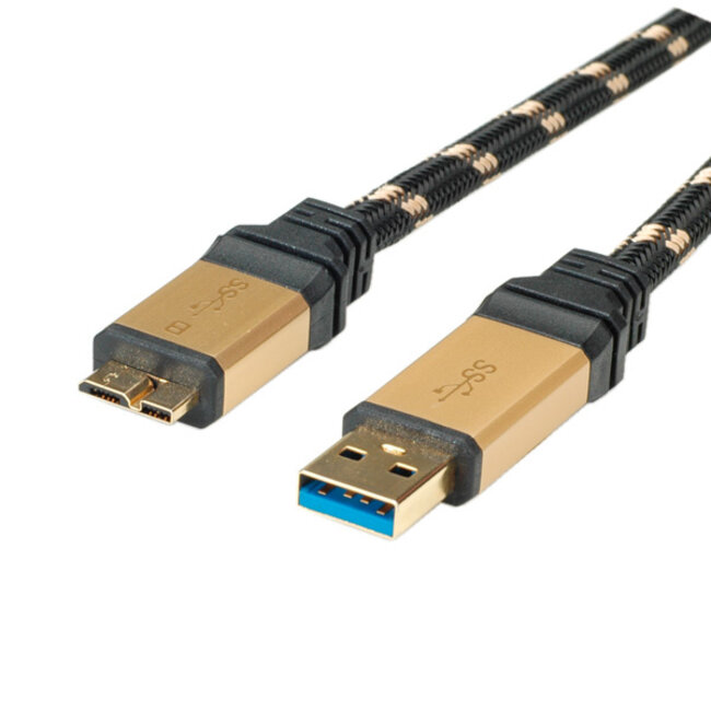 Roline USB Micro naar USB-A kabel - USB3.0 - tot 2A / zwart - 0,80 meter