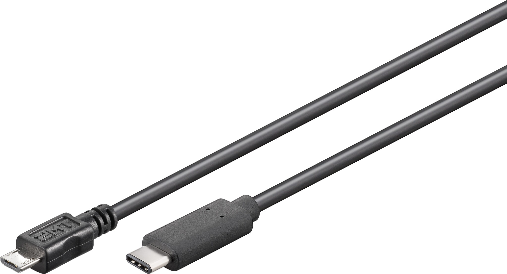 USB Micro B naar USB-C kabel - USB2.0 - tot 2A / zwart - 0,50 meter