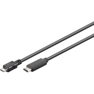 Cablexpert USB Micro B naar USB-C kabel - USB2.0 - tot 2A / zwart - 1 meter