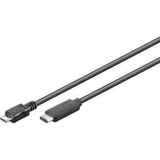 Cablexpert USB Micro B naar USB-C kabel - USB2.0 - tot 2A / zwart - 1,8 meter
