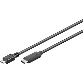 Good Connections USB Micro B naar USB-C kabel - USB2.0 - tot 2A / zwart - 1,8 meter