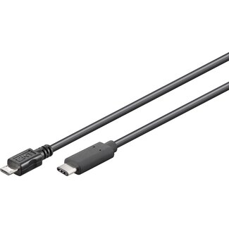 Good Connections USB Micro B naar USB-C kabel - USB2.0 - tot 1A / zwart - 5 meter