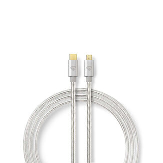 Nedis Nedis Premium USB Micro B naar USB-C kabel - USB2.0 - tot 2A / aluminium - 2 meter
