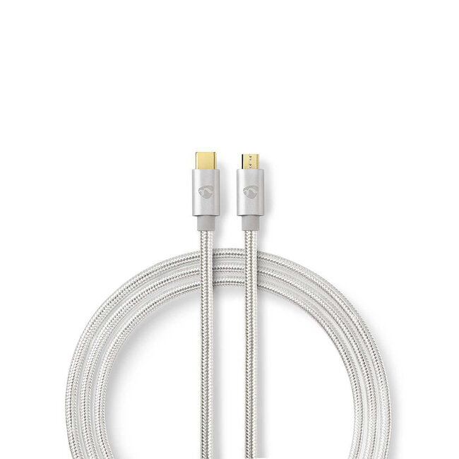 Nedis Premium USB Micro B naar USB-C kabel - USB2.0 - tot 2A / aluminium - 2 meter